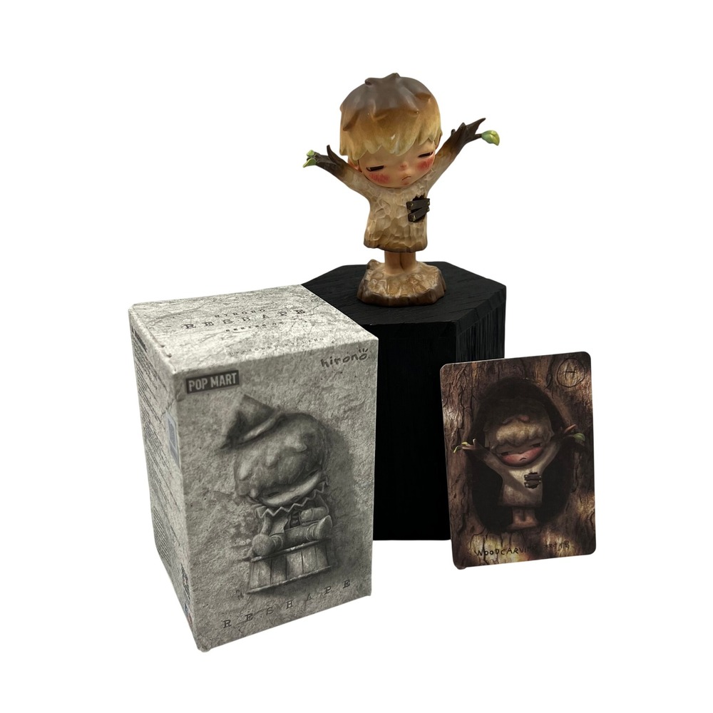POP MART Hirono Reshape Woodcarving Figure Designer Art Toy with Card and Box